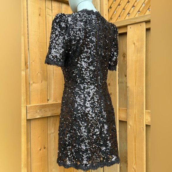 🆕 REBECCA VALLANCE 🧿 NWOT x Nicky Hilton Diana Black Bow Sequin Mini, Sz US 6 - Picture 8 of 16